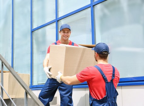 House removals service equipment and packed belongings ready for transport